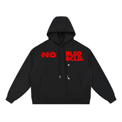 Boxy Button Placket Hoodie