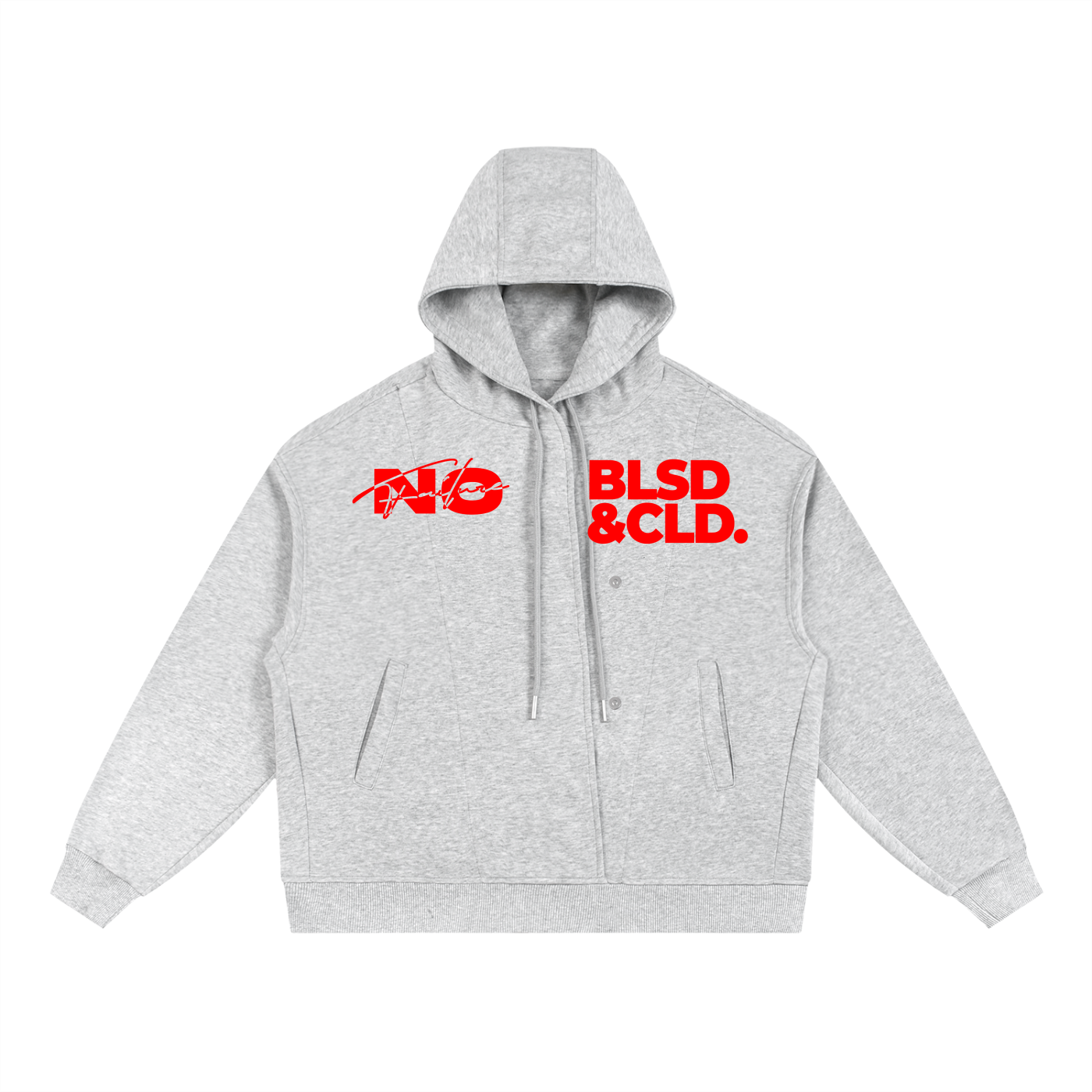 Boxy Button Placket Hoodie