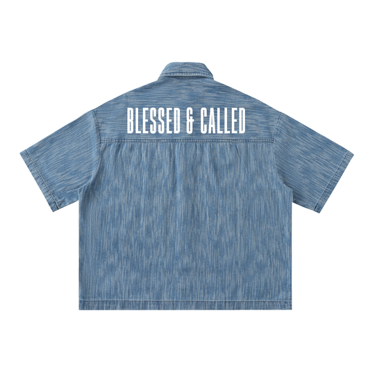 Statement Distressed Button-Up Shirt
