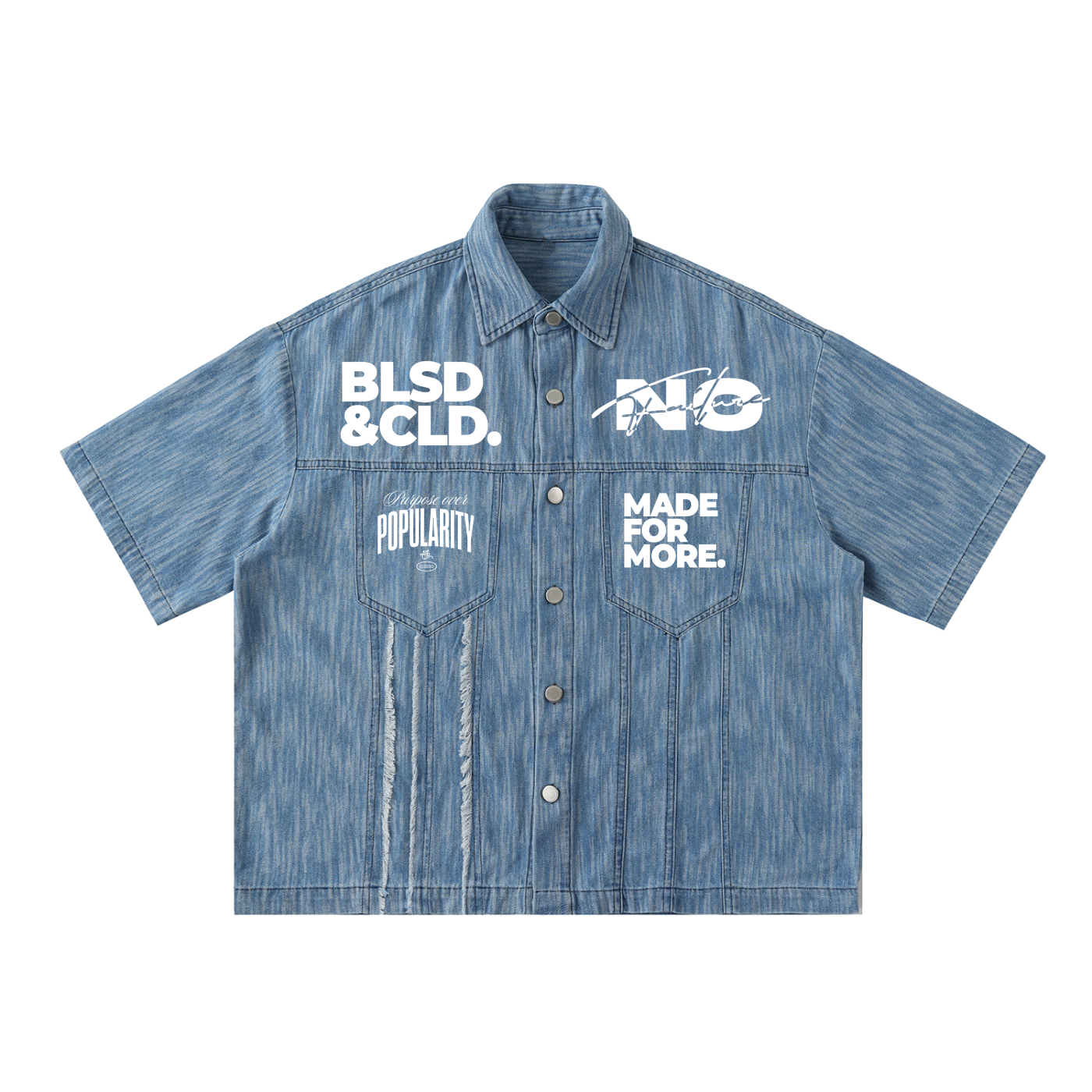 Statement Distressed Button-Up Shirt